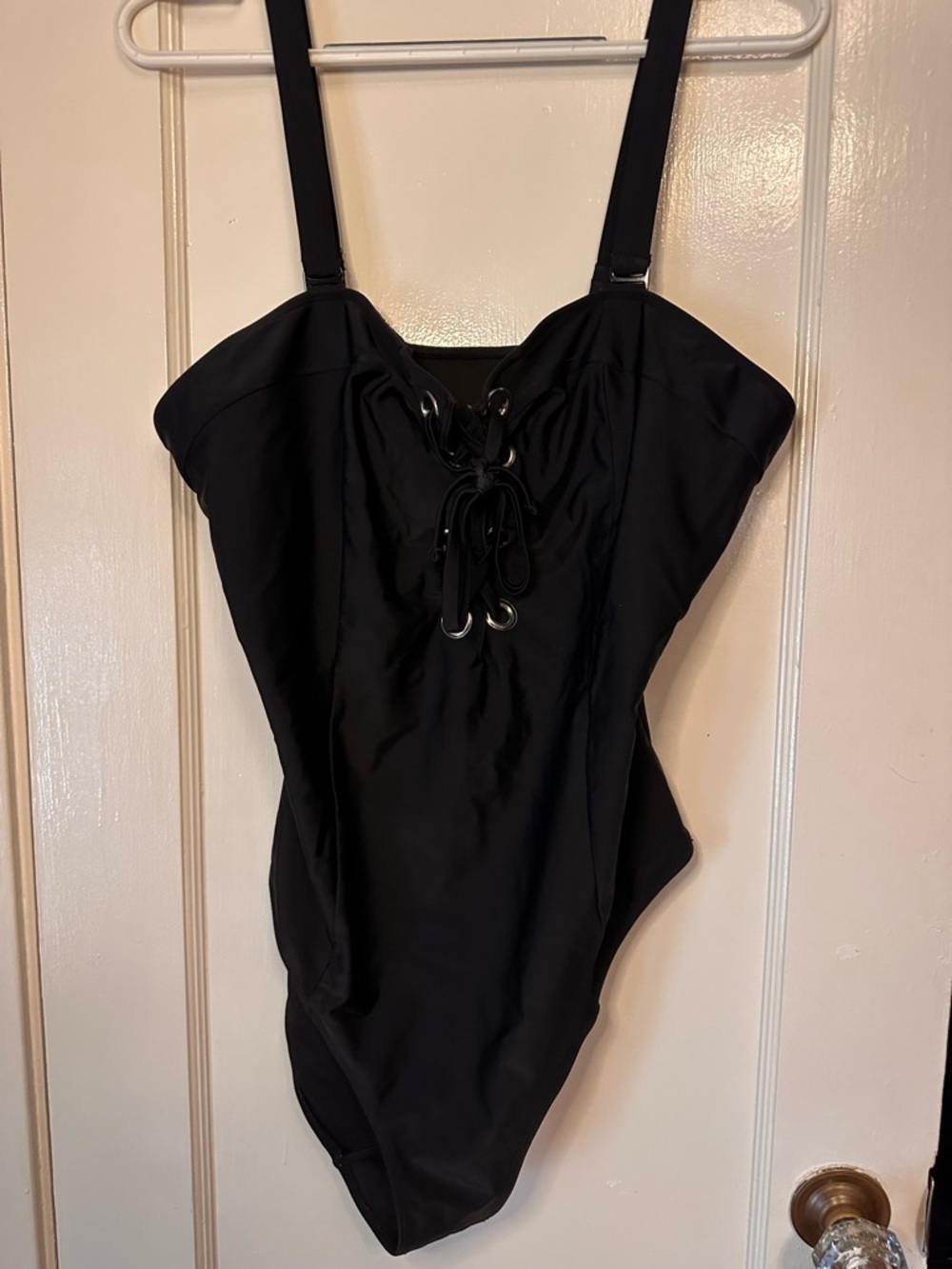 Forever 21 Black Lace-Up Swimsuit One-Piece